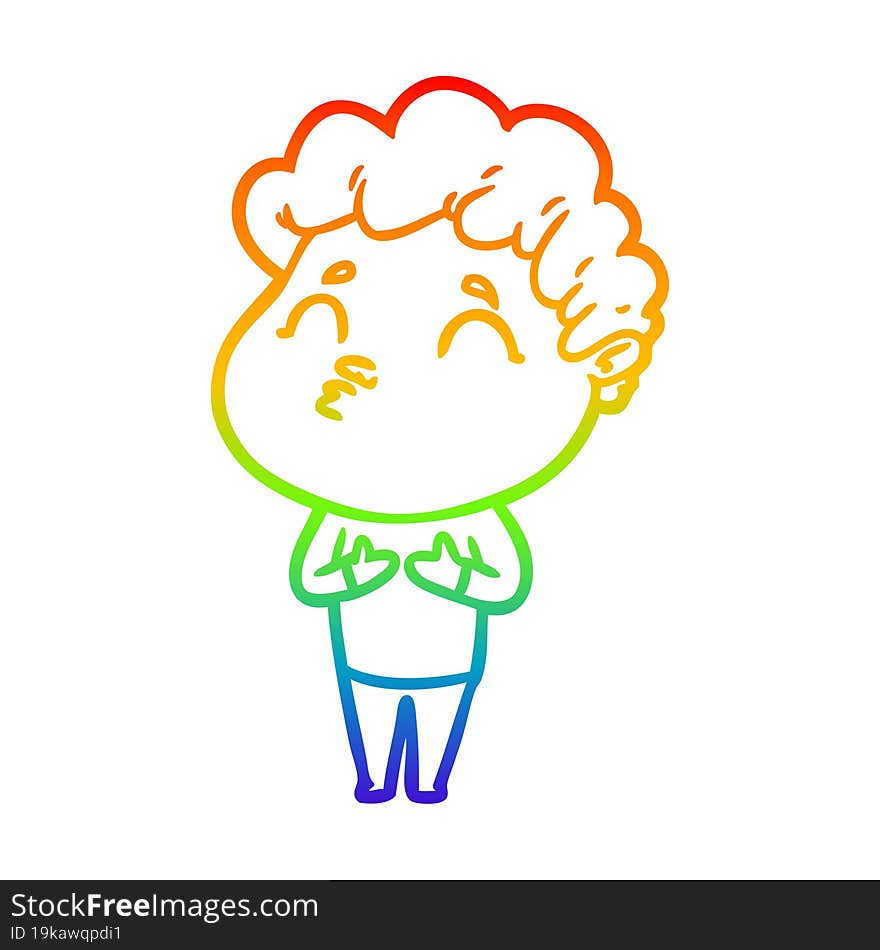 rainbow gradient line drawing cartoon man pouting