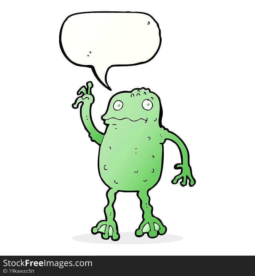 cartoon frog with speech bubble