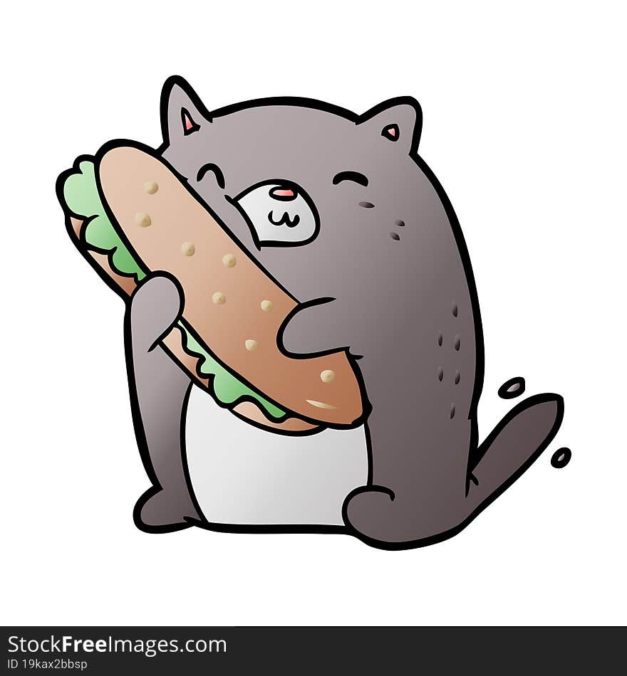 cartoon cat loving the amazing sandwich he\'s just made for lunch. cartoon cat loving the amazing sandwich he\'s just made for lunch