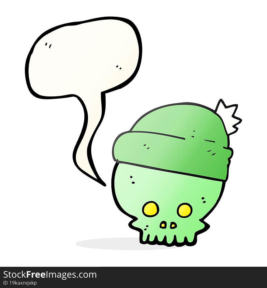 speech bubble cartoon skull wearing hat