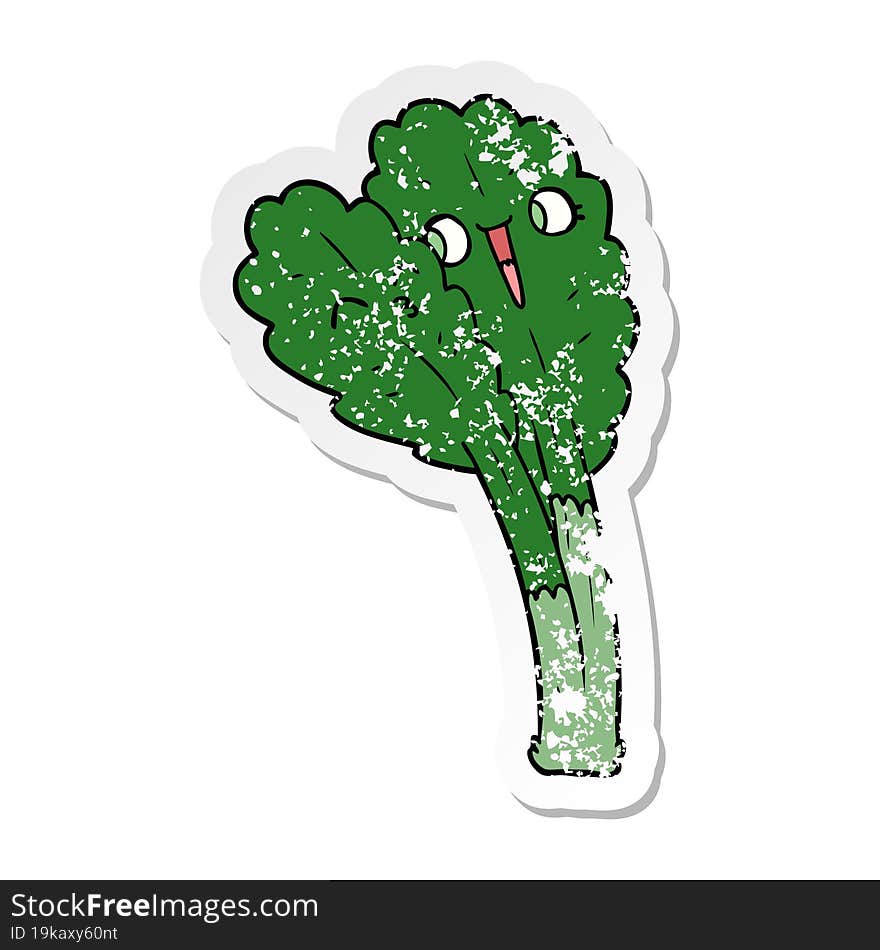 distressed sticker of a cartoon salad leaves