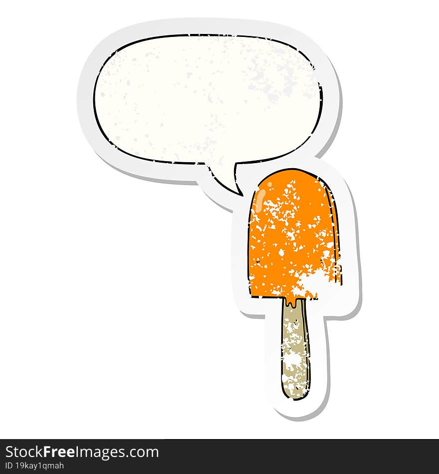 cartoon lollipop and speech bubble distressed sticker