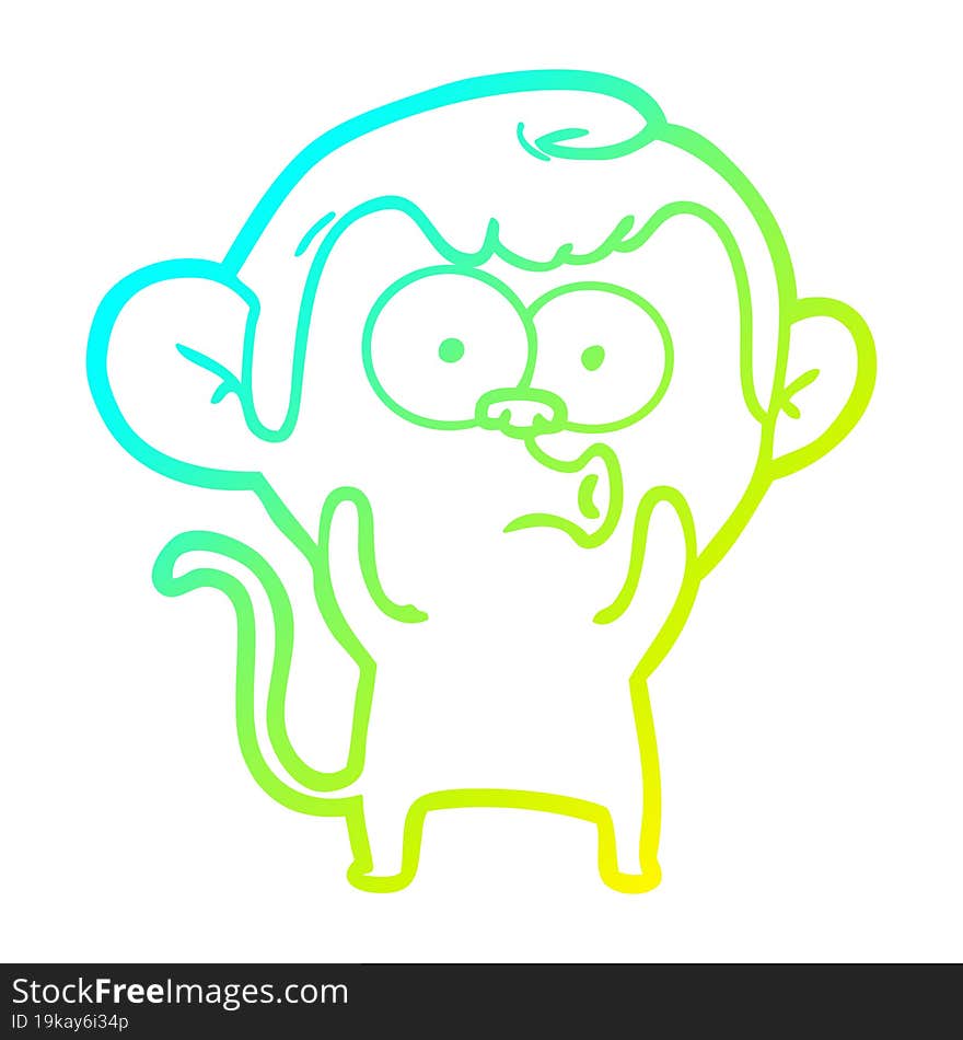 cold gradient line drawing cartoon hooting monkey