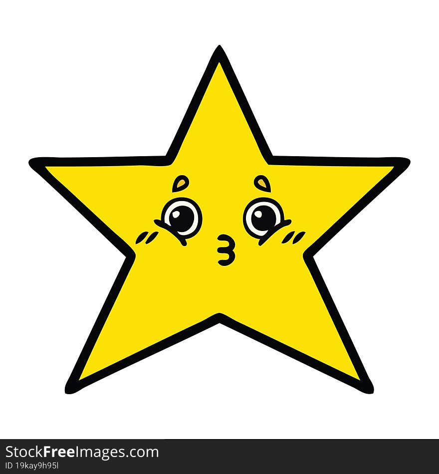 cute cartoon of a gold star. cute cartoon of a gold star