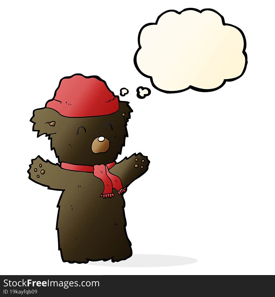 Cartoon Cute Black Bear With Thought Bubble