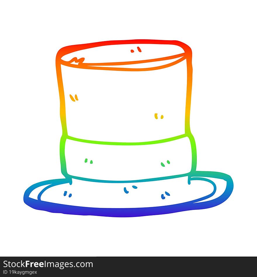 rainbow gradient line drawing cartoon top hat