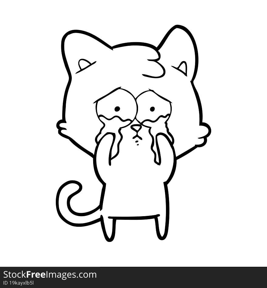 cartoon crying cat. cartoon crying cat