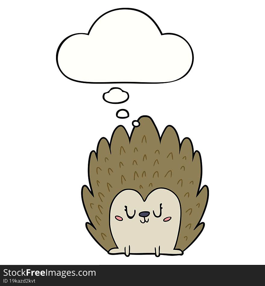 Cute Cartoon Hedgehog And Thought Bubble