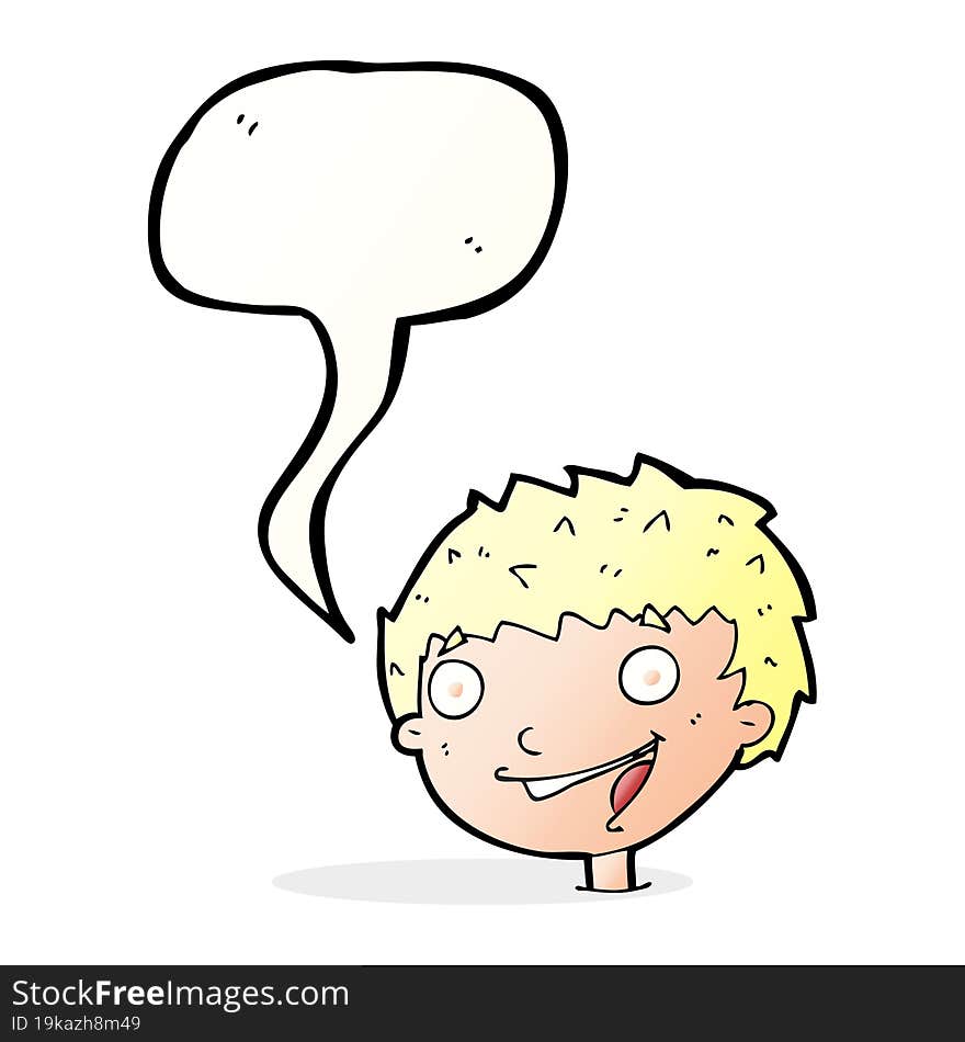 cartoon laughing boy with speech bubble