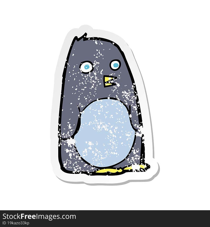 retro distressed sticker of a cartoon penguin