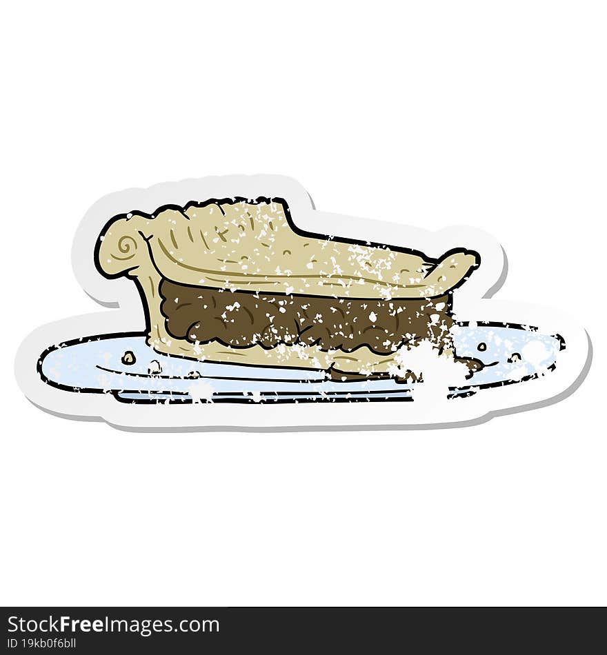 distressed sticker of a cartoon meat pie