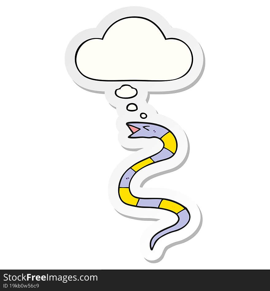 Cartoon Snake And Thought Bubble As A Printed Sticker