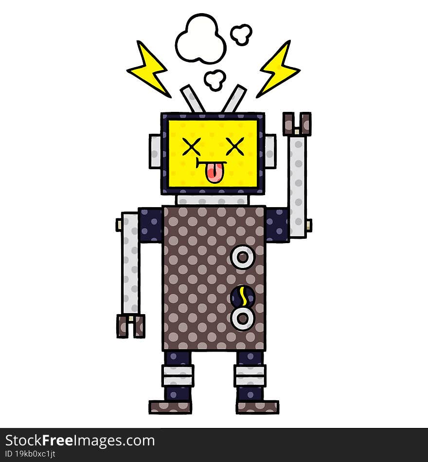 comic book style cartoon of a robot