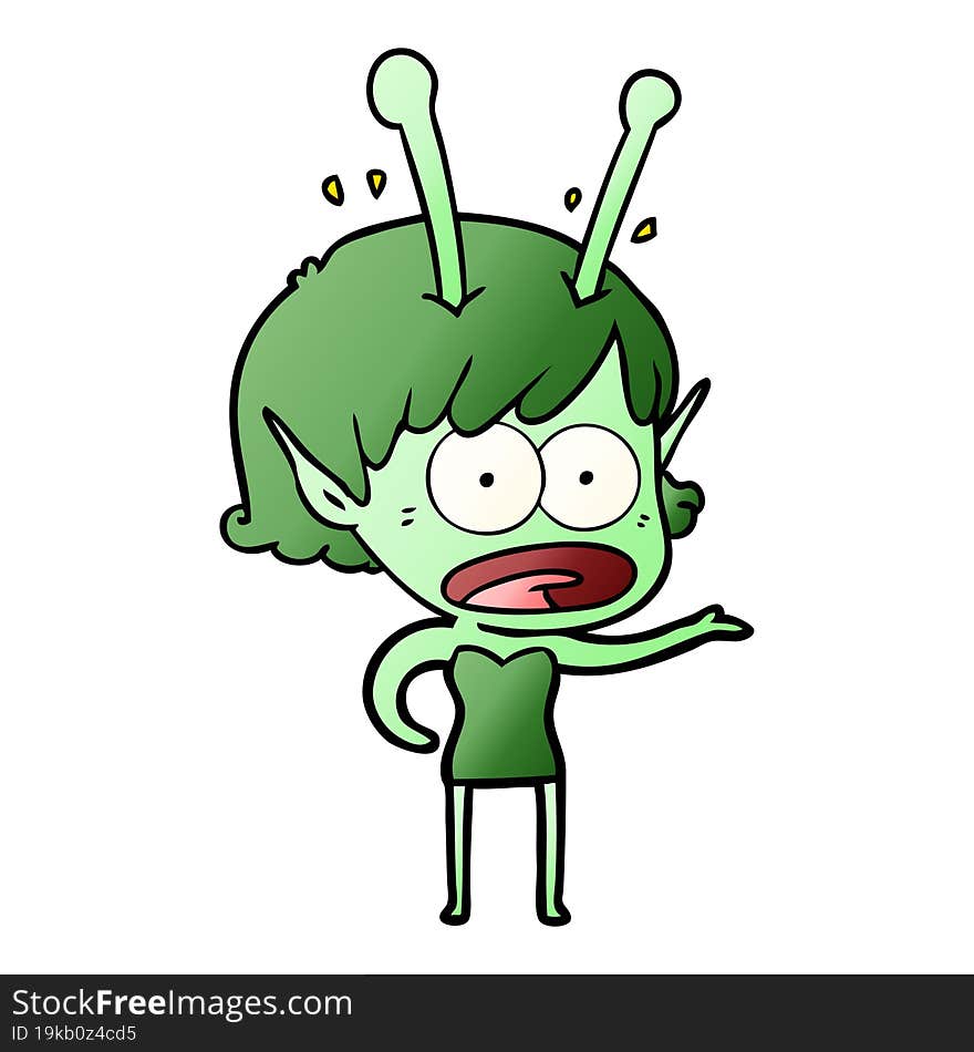 cartoon shocked alien girl. cartoon shocked alien girl