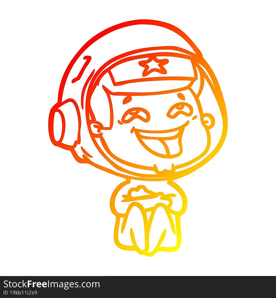 warm gradient line drawing cartoon laughing astronaut