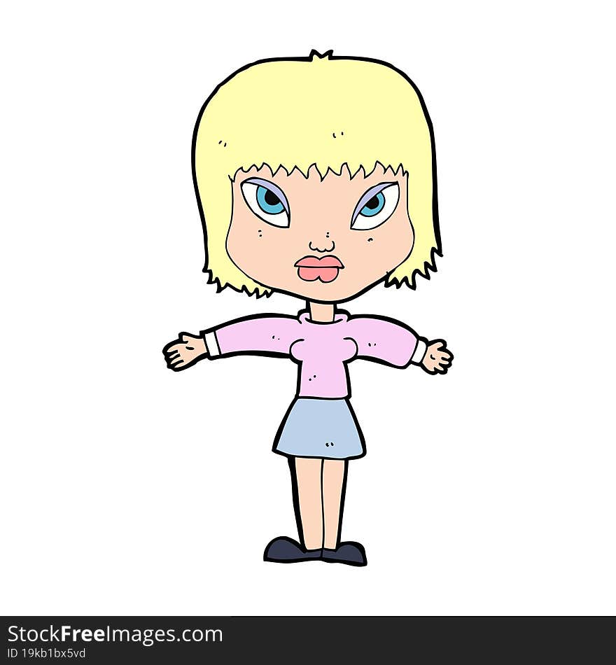 cartoon woman with outstretched arms