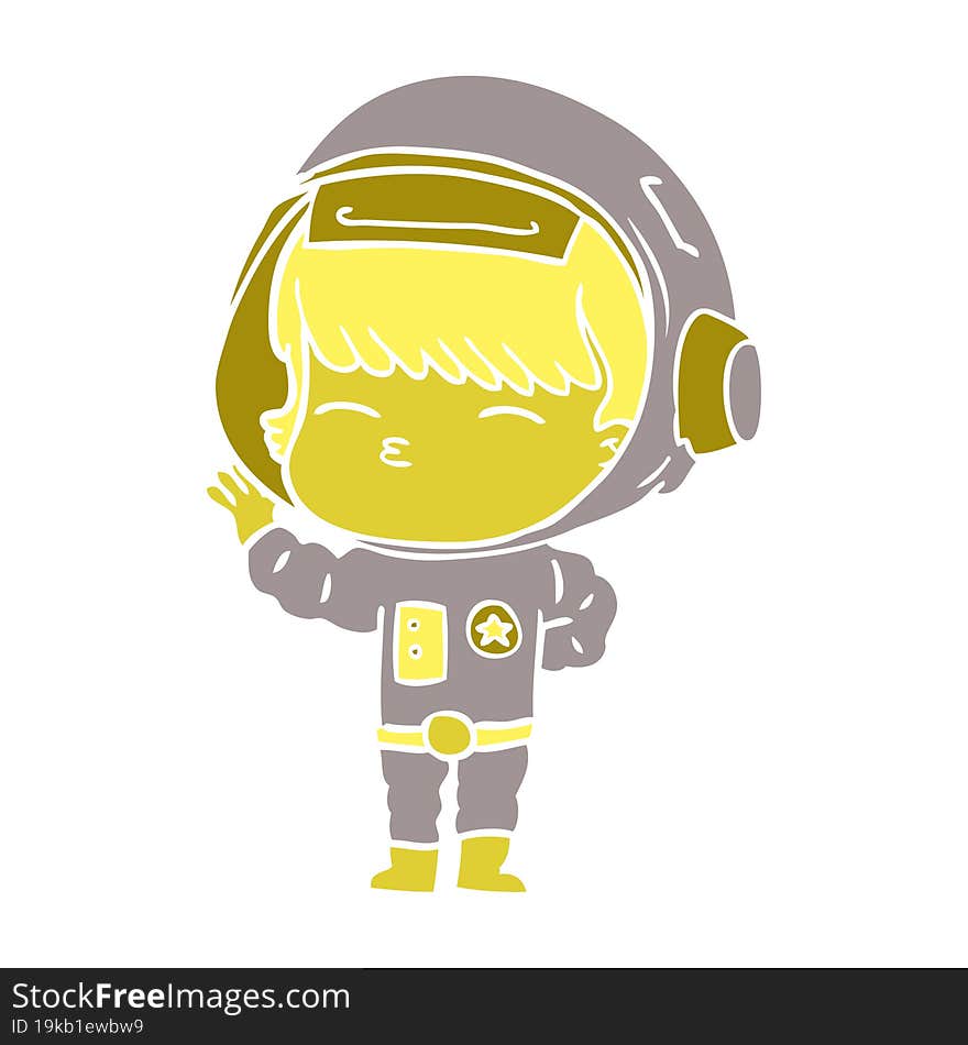 flat color style cartoon curious astronaut