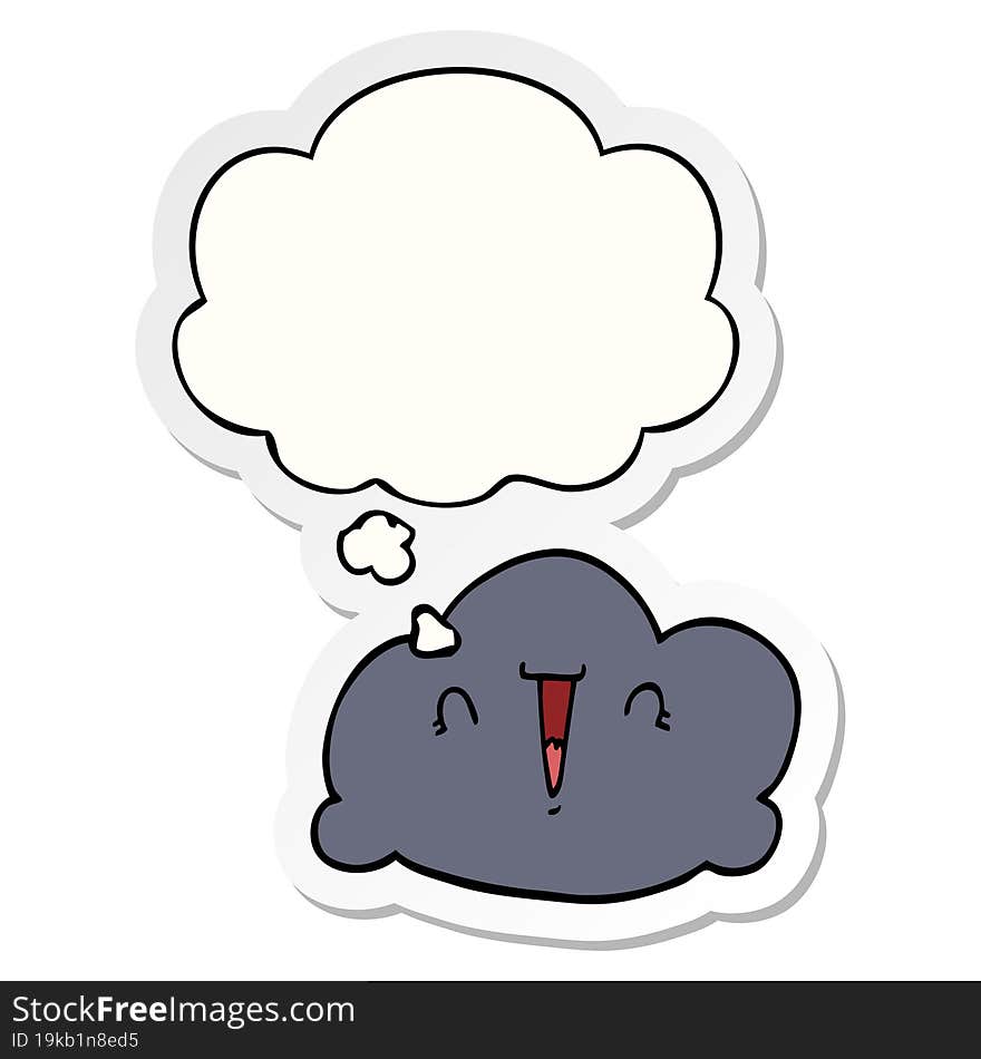 cartoon cloud and thought bubble as a printed sticker