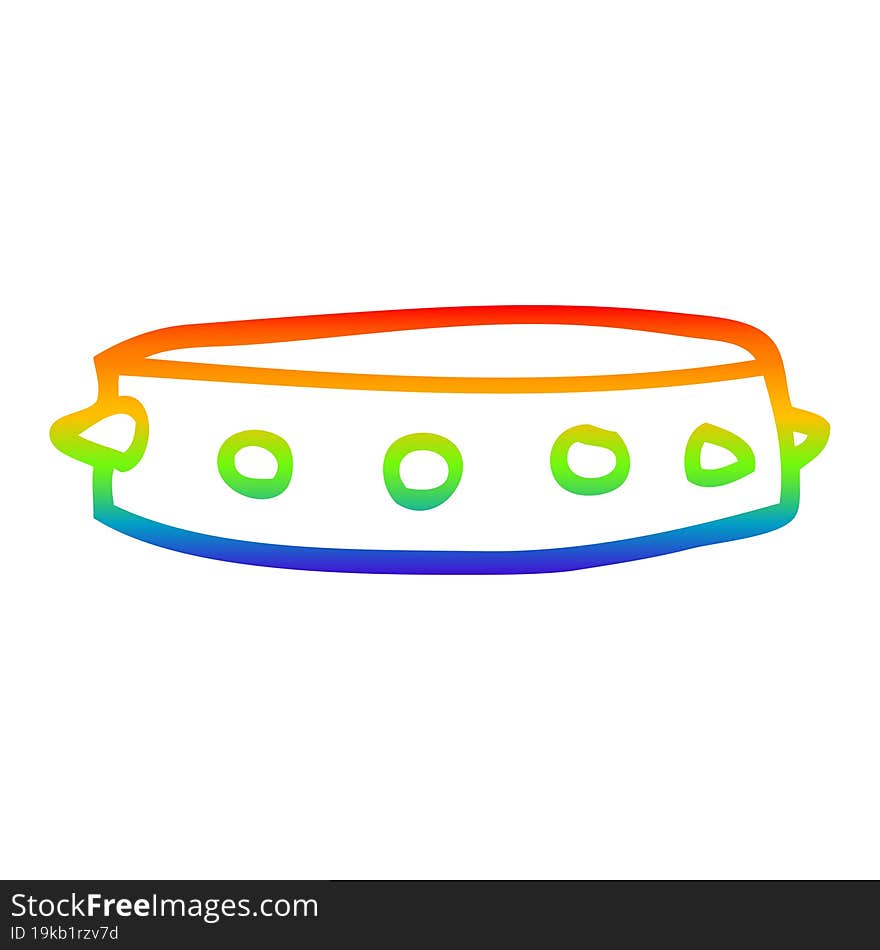 rainbow gradient line drawing of a cartoon spiked dog collar