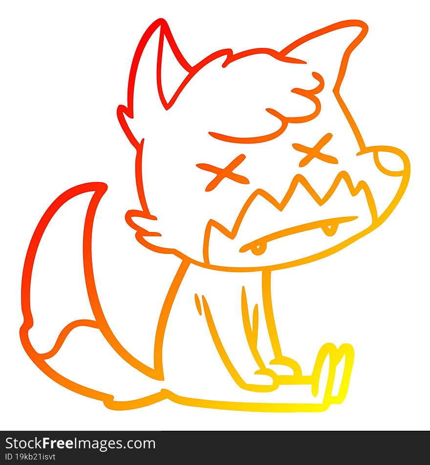 warm gradient line drawing cartoon dead fox