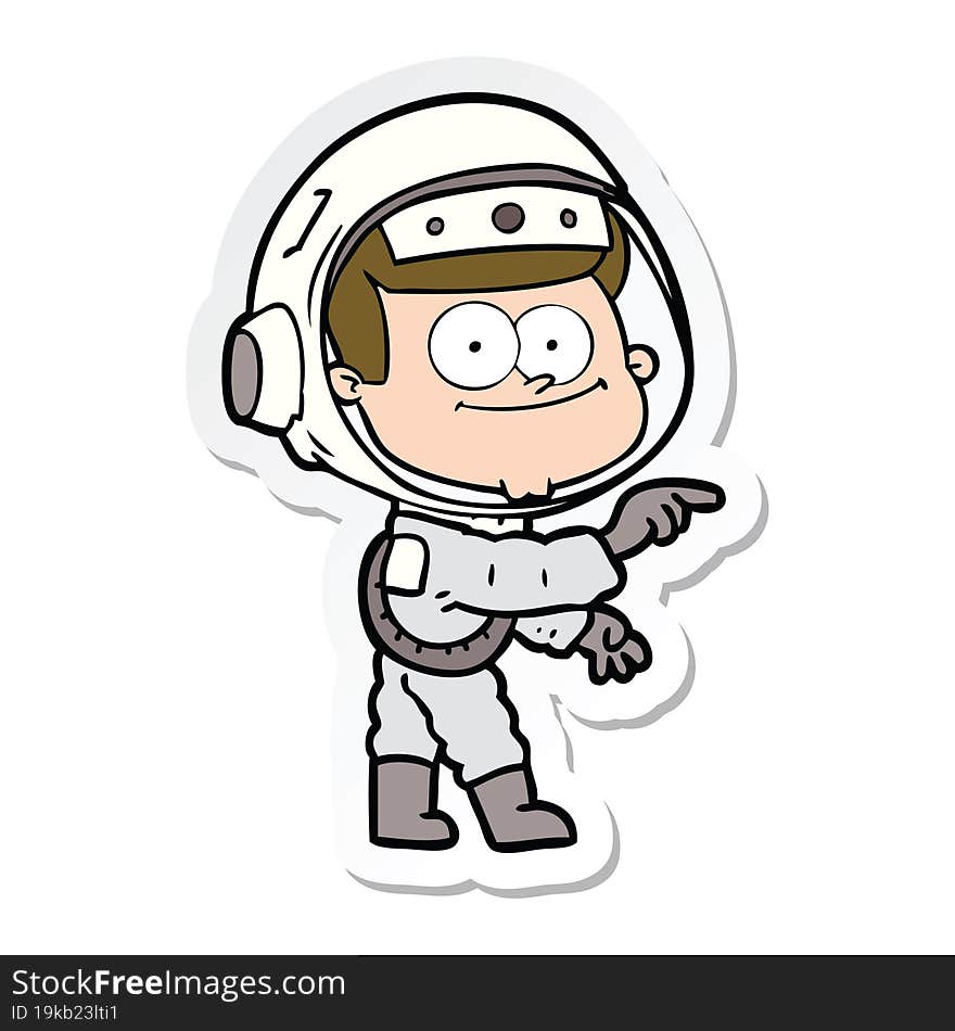 sticker of a happy astronaut cartoon