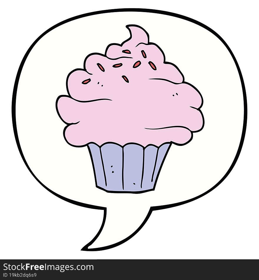 Cartoon Cupcake And Speech Bubble