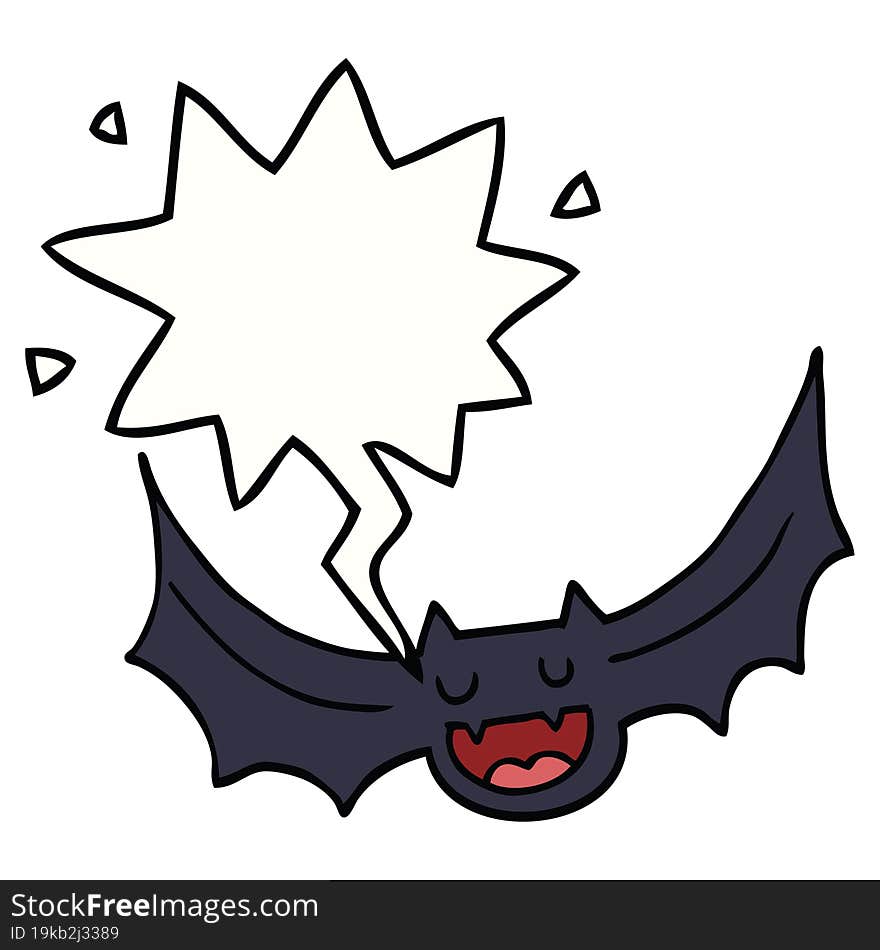 cartoon bat and speech bubble