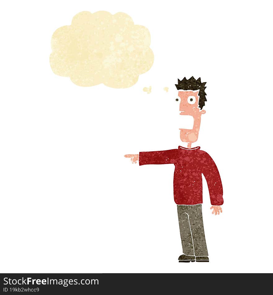 cartoon terrified man with thought bubble