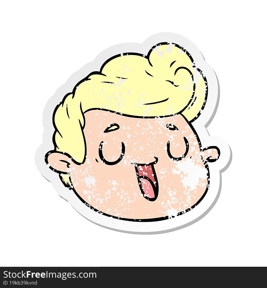 distressed sticker of a cartoon male face