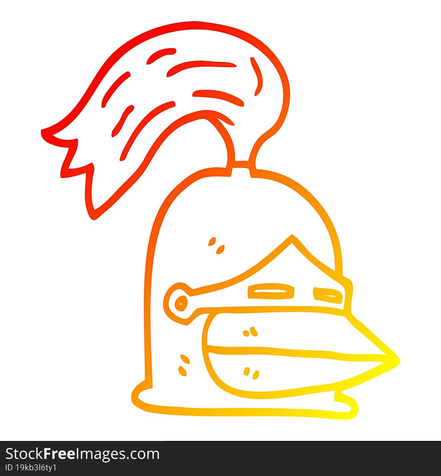 warm gradient line drawing cartoon golden helmet