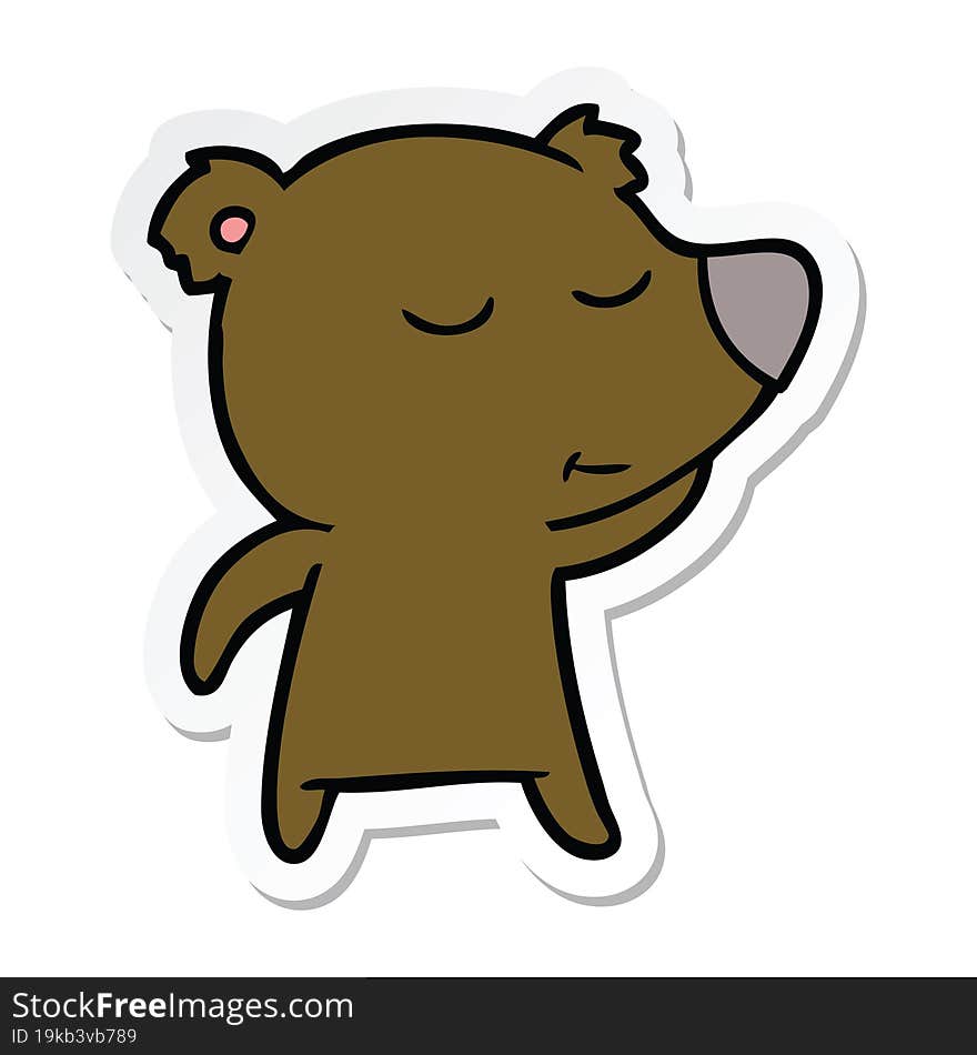 sticker of a happy cartoon bear