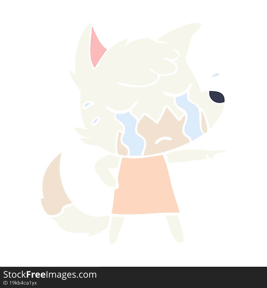 Crying Fox Flat Color Style Cartoon