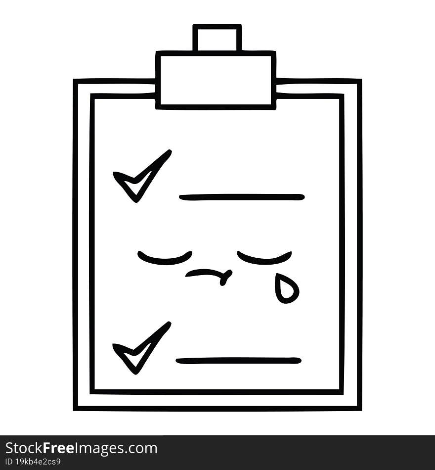 line drawing cartoon of a check list