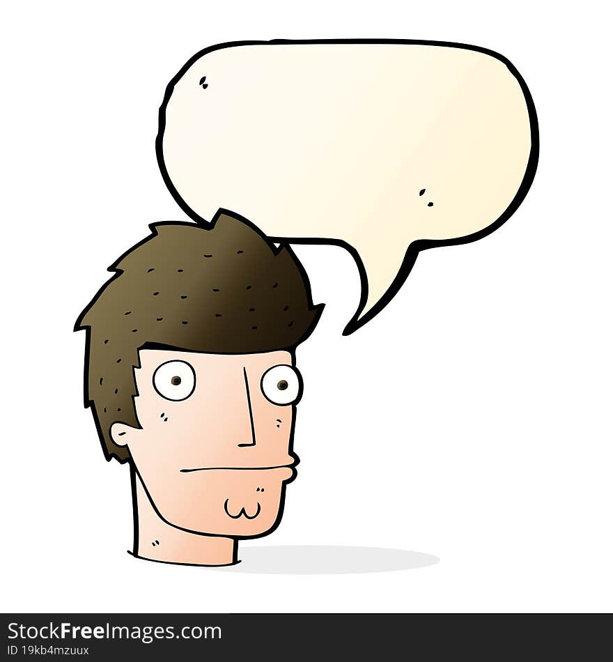 cartoon nervous man with speech bubble