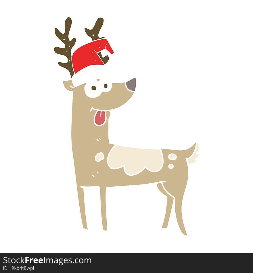 flat color illustration of crazy reindeer. flat color illustration of crazy reindeer