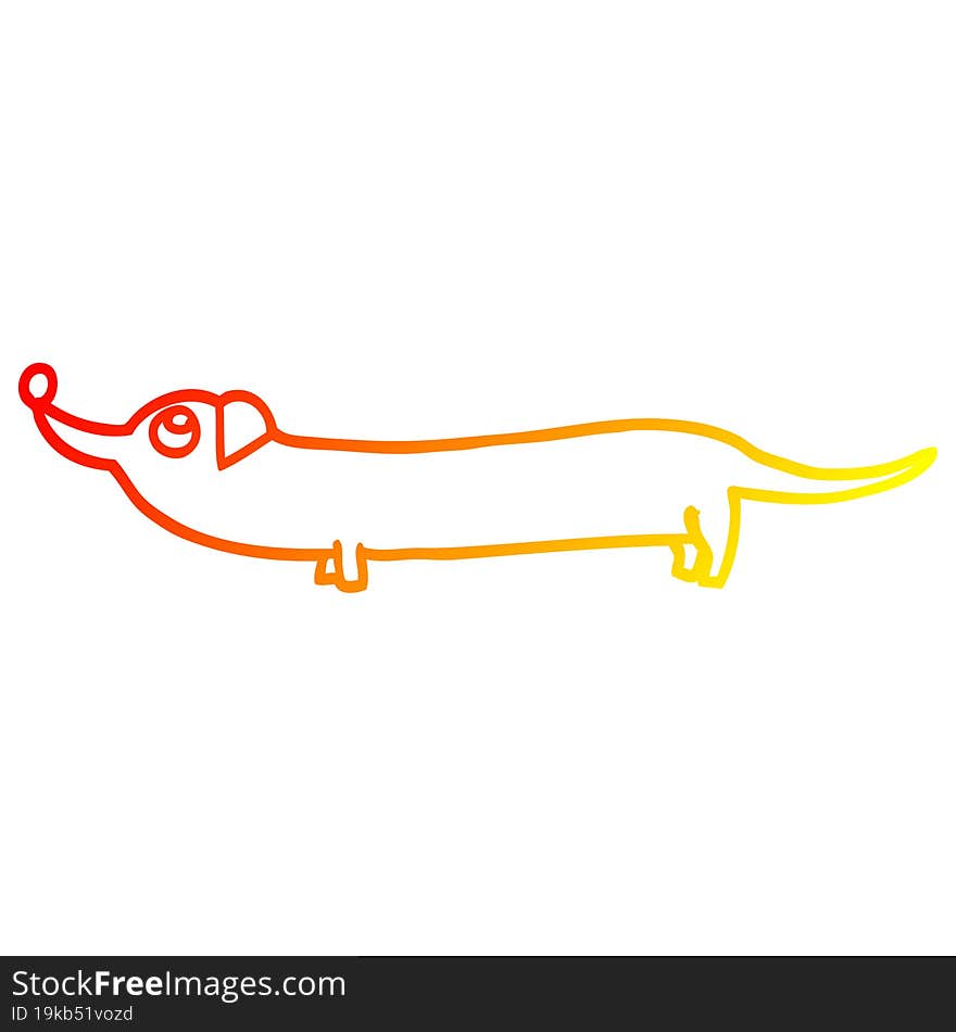 warm gradient line drawing cartoon dachshund