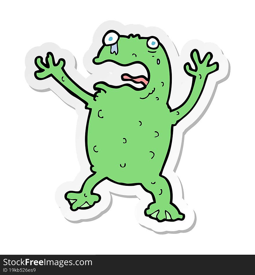 sticker of a cartoon frightened frog