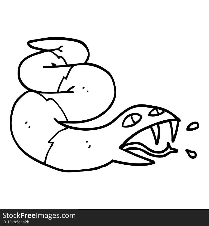 black and white cartoon hissing snake