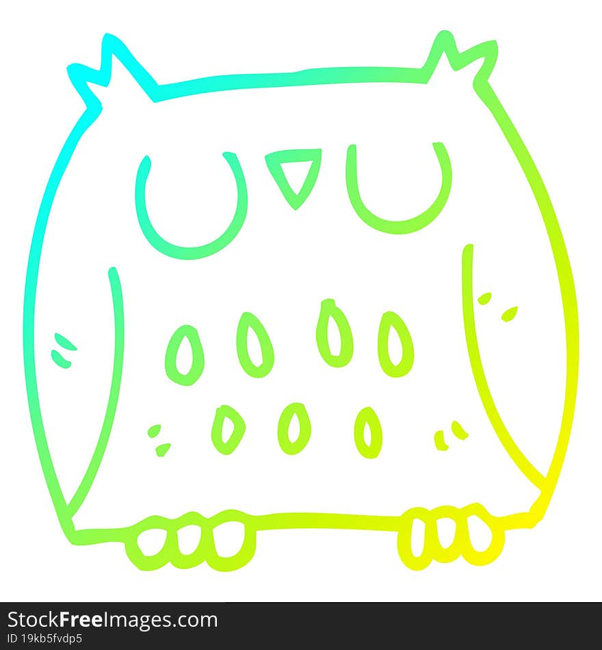 cold gradient line drawing cartoon cute owl