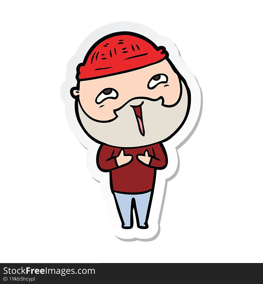 sticker of a cartoon happy bearded man