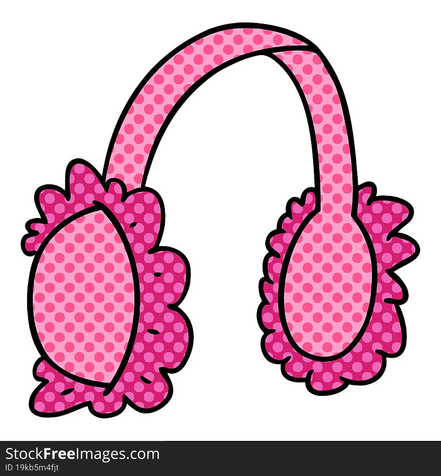 hand drawn cartoon doodle of pink ear muff warmers