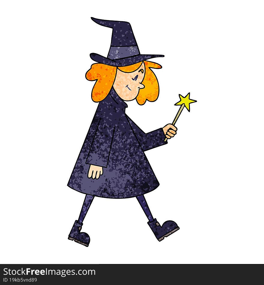 quirky hand drawn cartoon witch