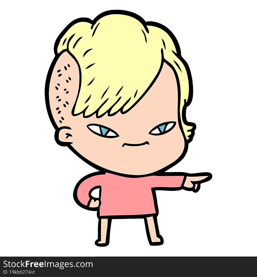 cute cartoon girl with hipster haircut. cute cartoon girl with hipster haircut