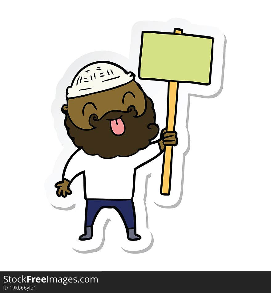 sticker of a bearded protester cartoon