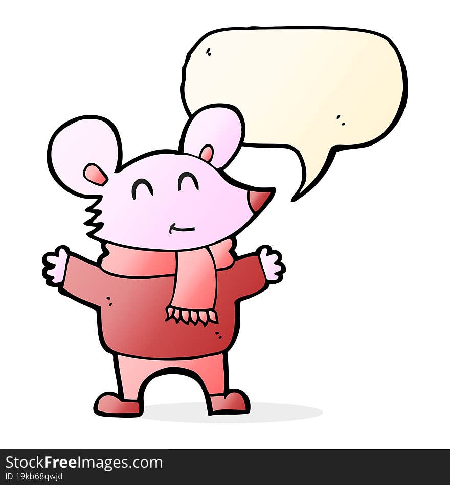 cartoon mouse with speech bubble