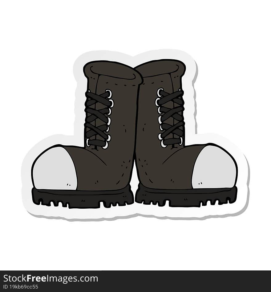 Sticker Of A Cartoon Steel Toe Cap Boots