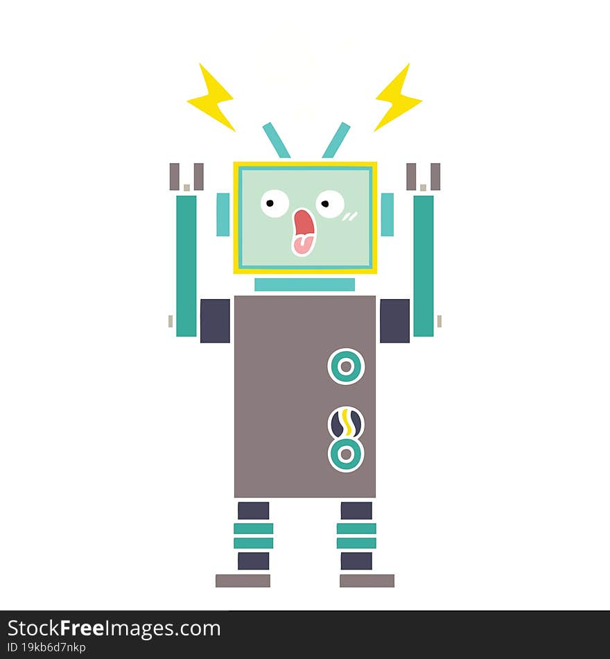 Flat Color Retro Cartoon Robot