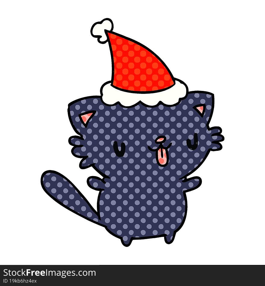 christmas cartoon of kawaii cat