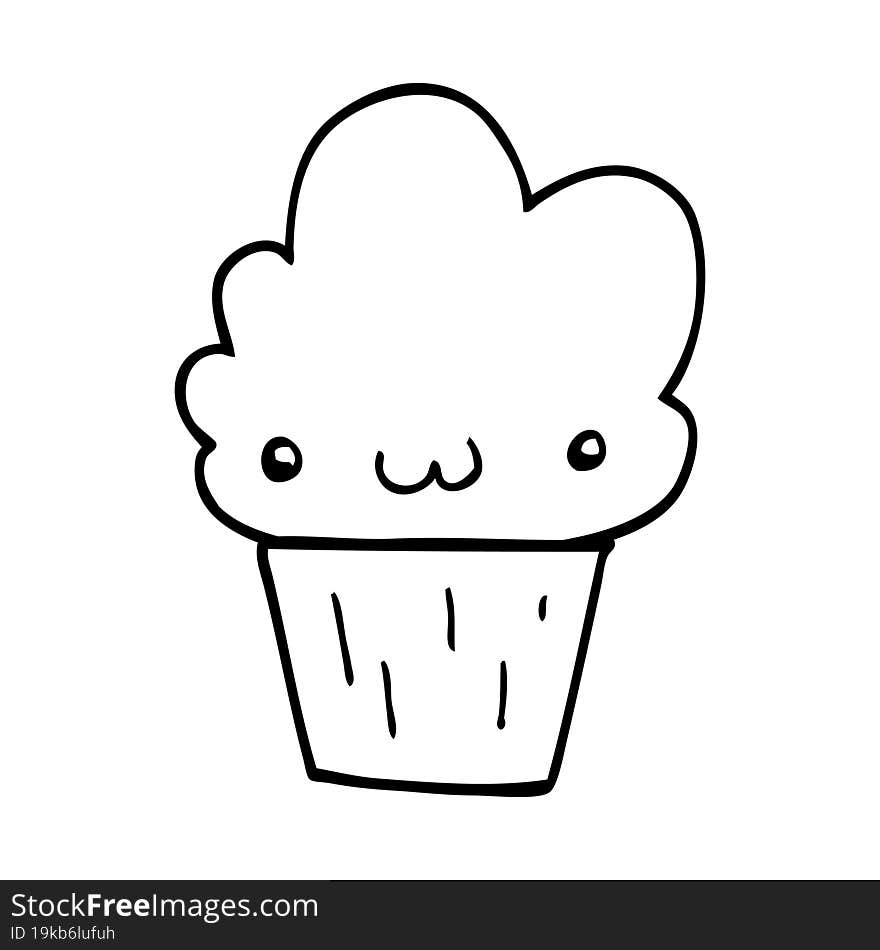 cartoon cupcake with face