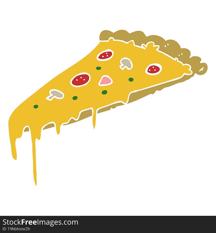 flat color style cartoon pizza slice